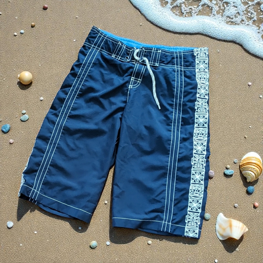 Lands’ End boys Blue Board swim trunks Size  L (14 -16)